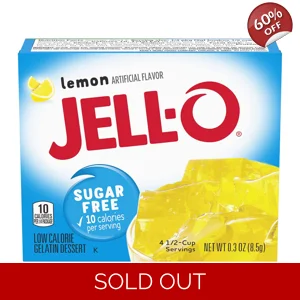 Jell-O - Lemon Gelatin - Sugar Free Gelatine Jelly Mix - 8.5g Box